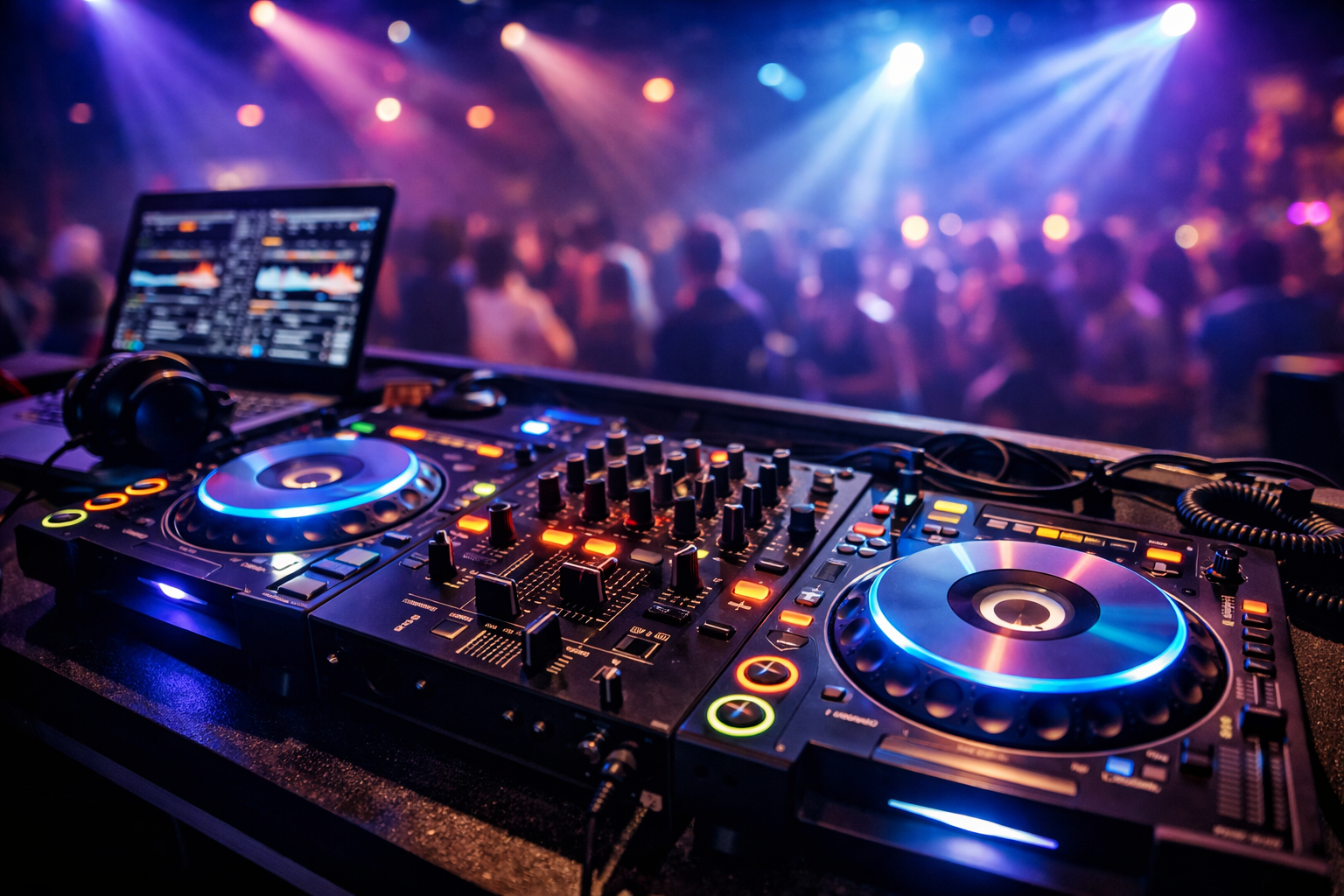DJ controller setup at an event